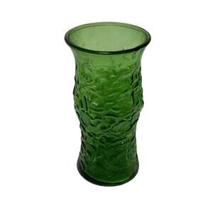 Vintage E.O. Brody Co. Cleveland Ohio Green Crinkle Glass Vase 8.5" Tall
